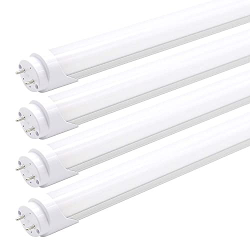 KALINA 2FT LED Tube Lights, 8W (25W Fluorescent Bulb Replacement), 6000K Cool White, Ballast Bypass, Frosted Cover, Pack of 4