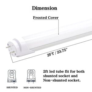 KALINA 2FT LED Tube Lights, 8W (25W Fluorescent Bulb Replacement), 6000K Cool White, Ballast Bypass, Frosted Cover, Pack of 4