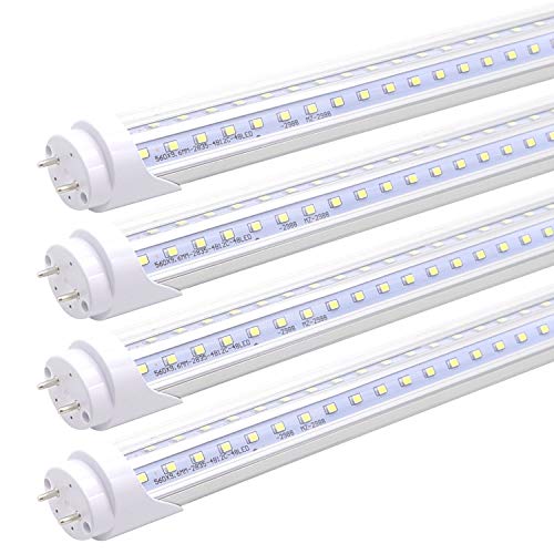 KALINA 2FT LED Tube Lights, 15W(30W Fluorescent Bulb Replacement) V Shaped, 6000K Cool White, Ballast Bypass, Clear Cover, 4-Pack