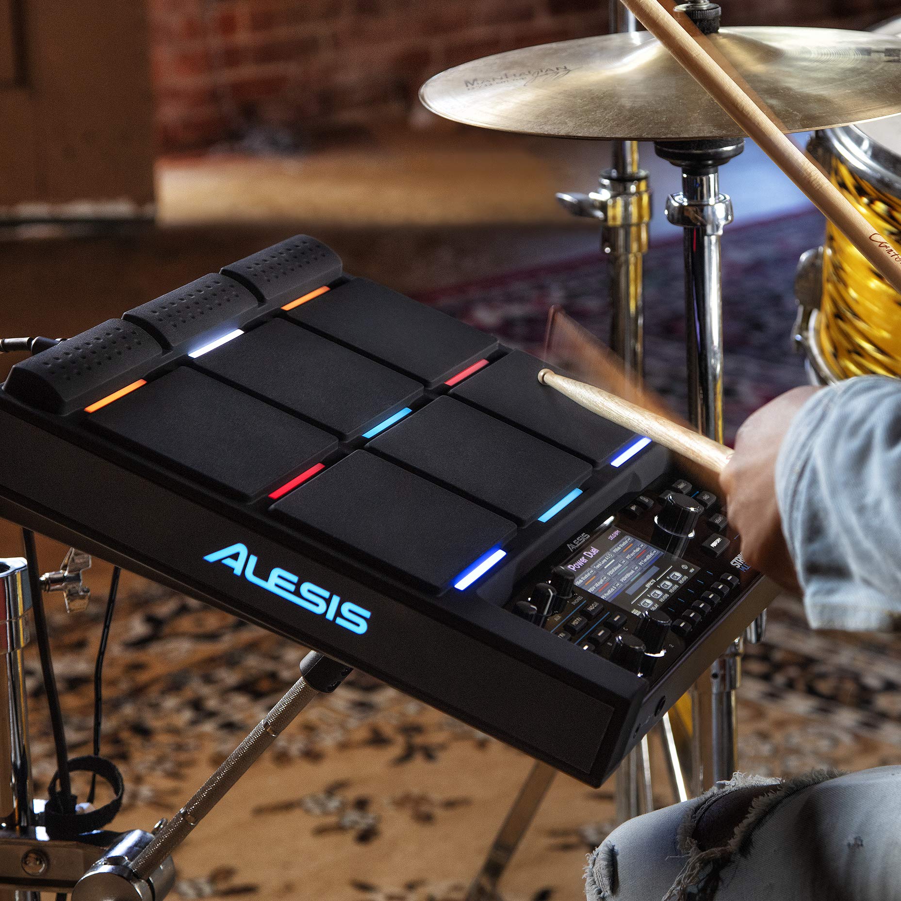 Alesis Strike Multipad - 9-Pad Percussion Instrument with Sampler, Looper, 2 Ins and Outs, Soundcard, Sample Loading via USB Thumb Drives and 4.3-Inch Display,Black