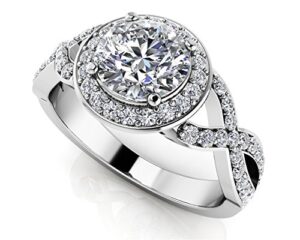 jsjewels 14k white gold plated 0.91 ct round cut sim diamond twist wedding engagement ring