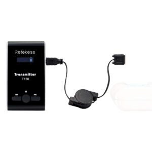 Retekess T130 Wireless Tour Guide Transmitter,Lavalier Microphone,99 Channel,Church Translation Transmitter for Interpretation Training Court