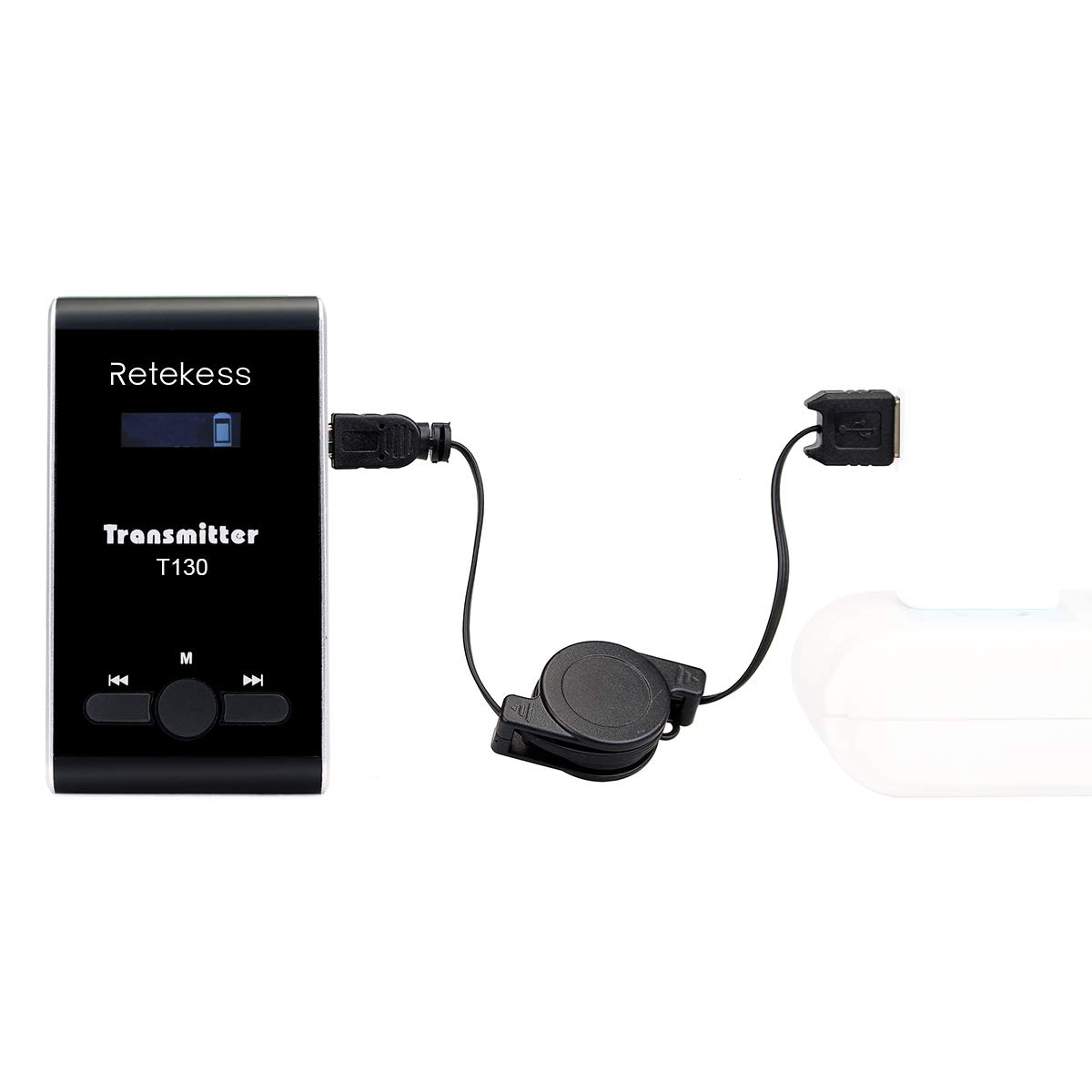 Retekess T130 Wireless Tour Guide Transmitter,Lavalier Microphone,99 Channel,Church Translation Transmitter for Interpretation Training Court