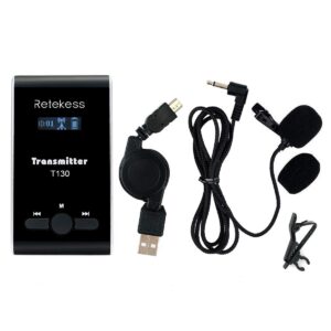 Retekess T130 Wireless Tour Guide Transmitter,Lavalier Microphone,99 Channel,Church Translation Transmitter for Interpretation Training Court