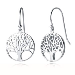 agvana sterling silver tree of life earrings for women family tree dangle drop earrings anniversary jewelry birthday gifts for women mom lady wife lover grandma her, diameter 0.6”