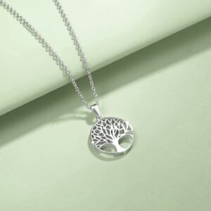 AGVANA Sterling Silver Necklace for Women Family Tree of Life Pendant Necklace Dainty Jewelry Anniversary Birthday Gifts for Women Mom Grandma Wife Daughter Her Yourself, 16"+2"