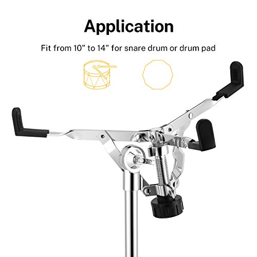 Donner Snare Drum Stand, Concert Snare Drum Stands Adjustable Snare Stand Double Braced with Drumstick Holder Fit for 10''-14'' Dia Drums, Height Range 14.2-22.8 Inches