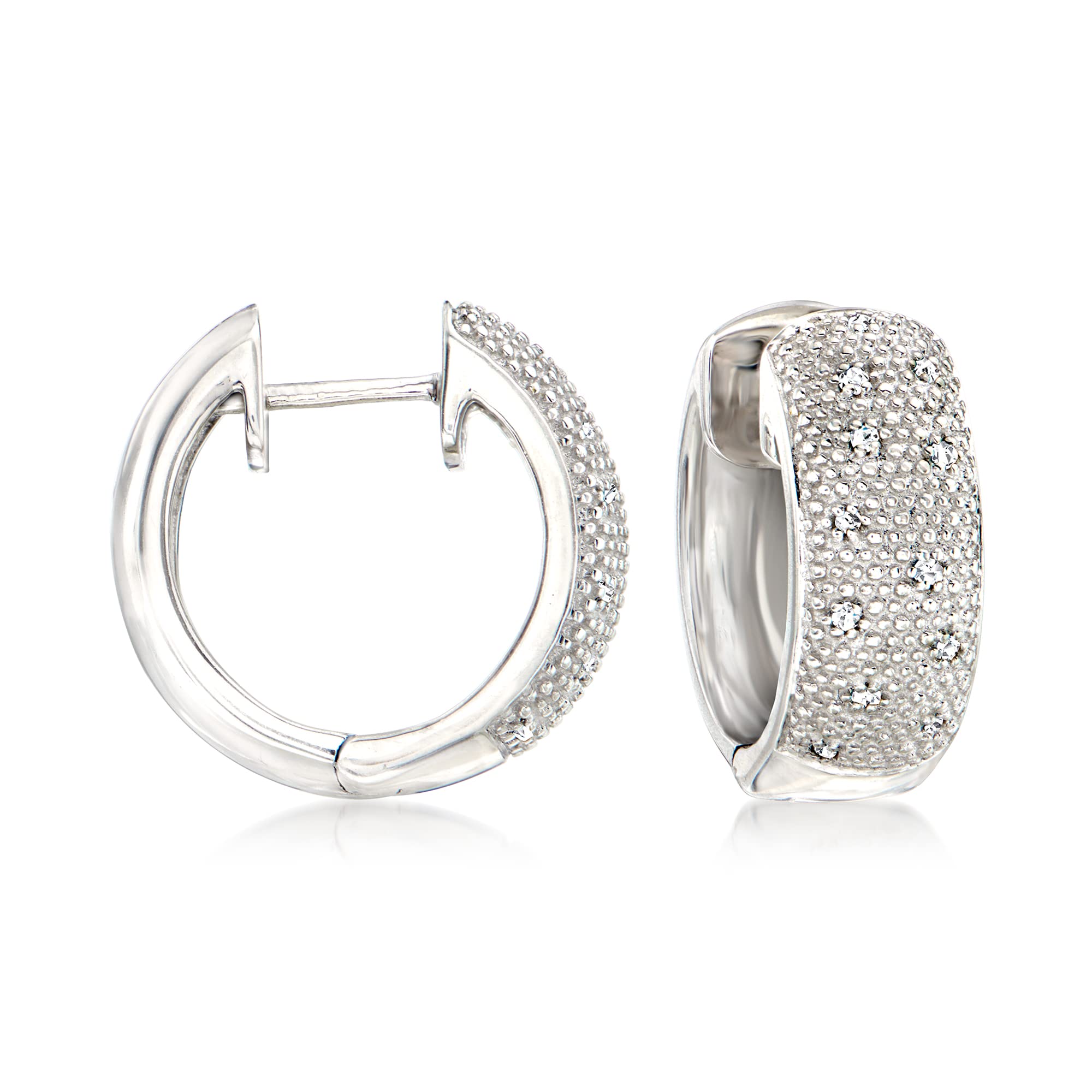 Ross-Simons Diamond Accent Huggie Hoop Earrings in Sterling Silver