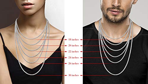 Miabella Solid 925 Sterling Silver Italian 3.5mm Square Link Round Box Chain Necklace for Women Men, Made in Italy (22, sterling silver)