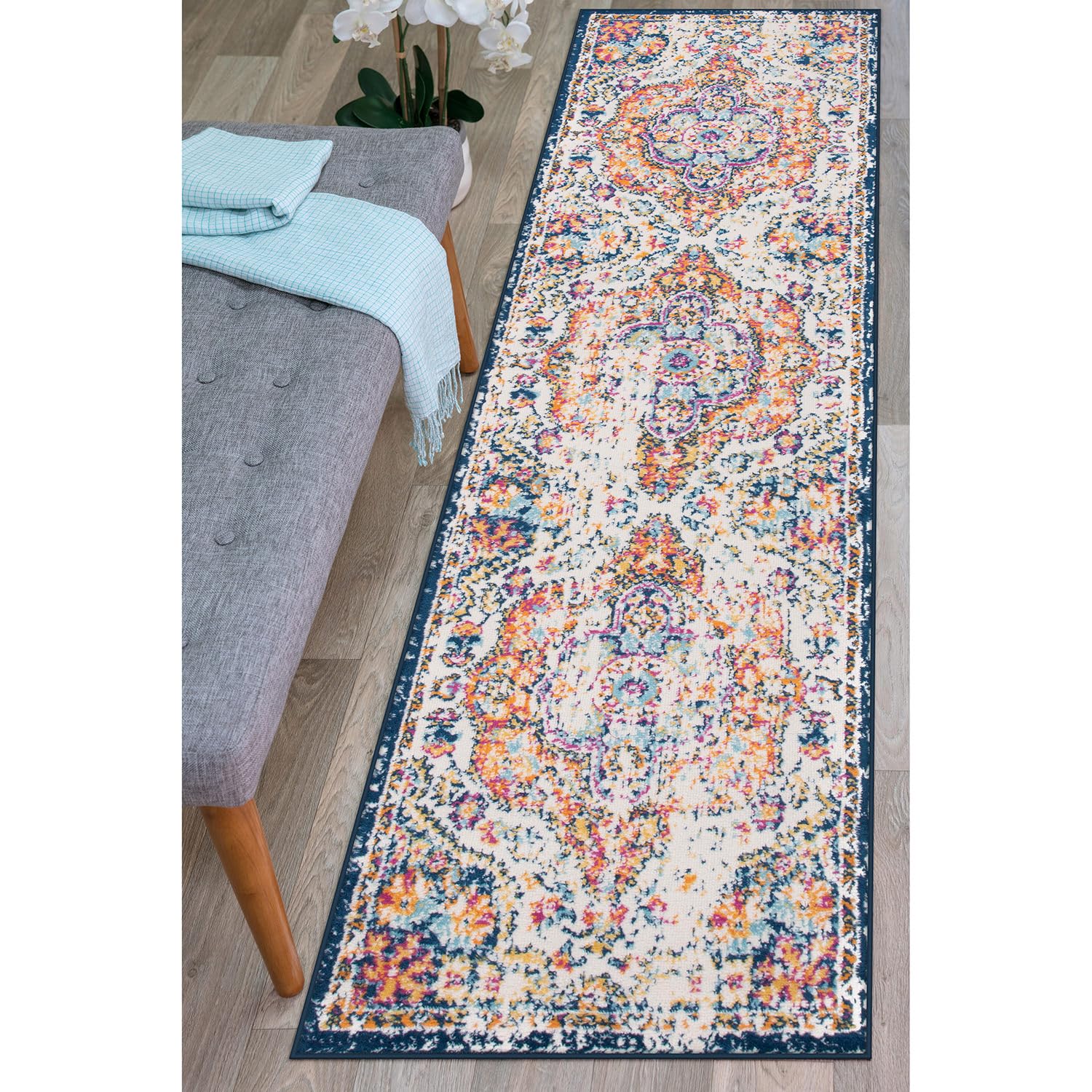 Rugshop Vintage Distressed Bohemian Runner Rug 2' x 7' Multi