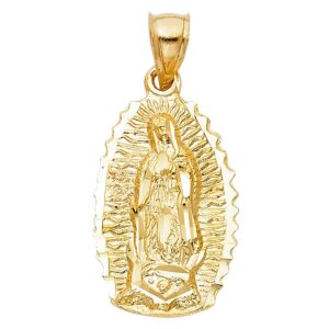 jewels by lux 14k yellow gold our lady of guadalupe virgin mary pendant 25mm x 16mm