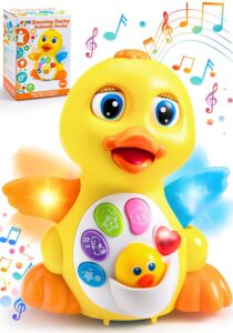 joyin baby toys duck, infant musical toys 18+ months, tummy time toys with music & lights, light up learning toys, dancing crawling baby toy, baby easter basket stuffers gifts