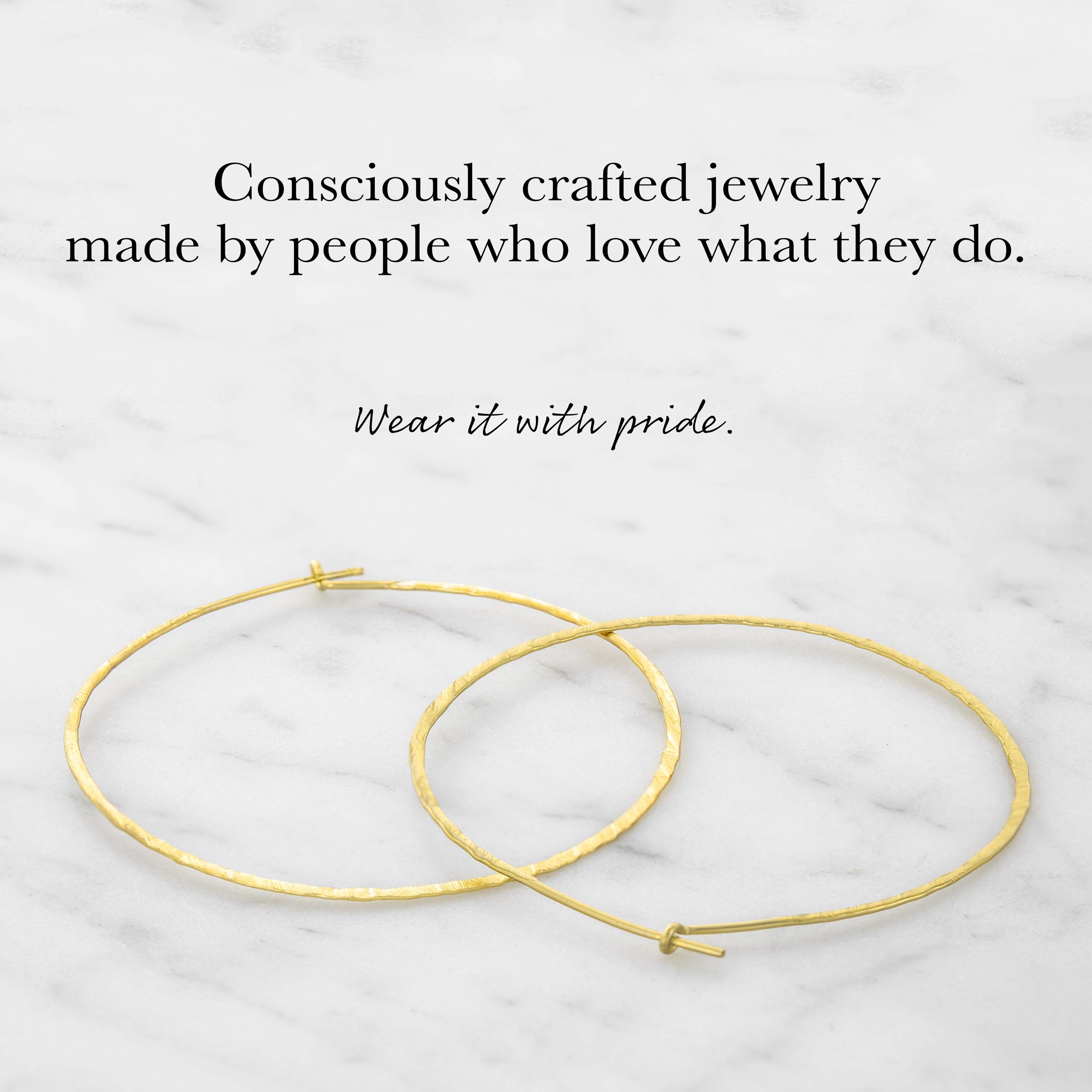 And Lovely 14K Gold Plated Hammered Texture Boho Chic Wire Hoop Earrings (Matte Gold 45mm)