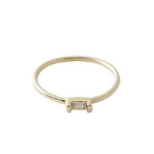 Honeycat Tiny Baguette Crystal Ring in 18k Gold Plate | Minimalist, Delicate Jewelry (Smooth/G/7)