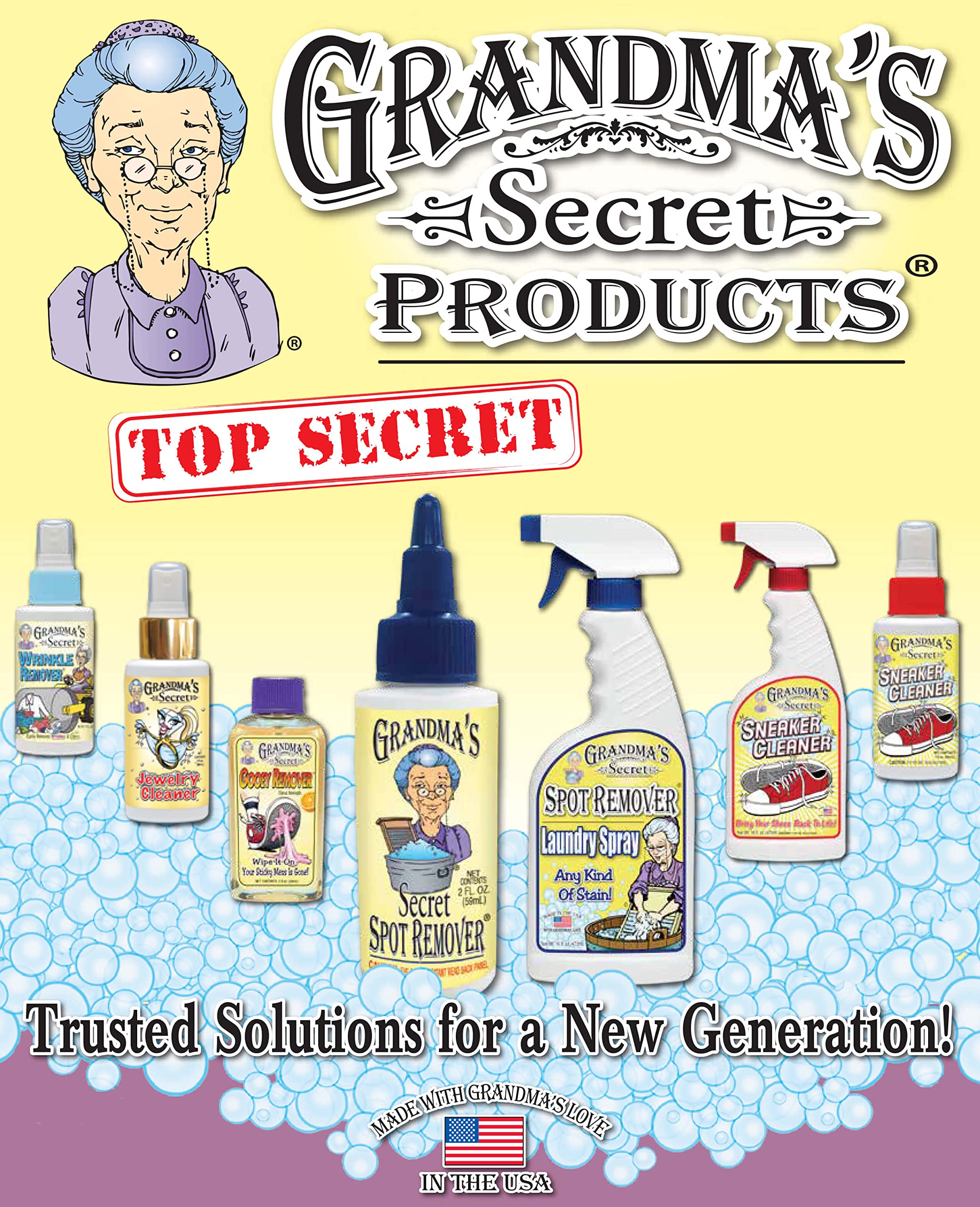 Grandma's Secret Sneaker Cleaner for Rubber, Canvas, Leather - Stain Remover Spray Removes Dirt, Grime, Grass - Shoes Cleaner for Outdoor Slippers, Moccasins - 16 oz, 2 Pack