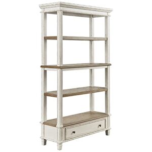 signature design by ashley realyn french country 75" bookcase with drawer, chipped white