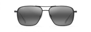 maui jim men's and women's beaches polarized aviator sunglasses, black matte/neutral grey, medium