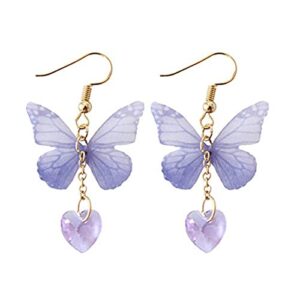 Zittop Charming Elegant Butterfly Heart Gem Earrings Earrings Stud Earrings Stud