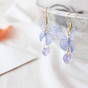 Zittop Charming Elegant Butterfly Heart Gem Earrings Earrings Stud Earrings Stud