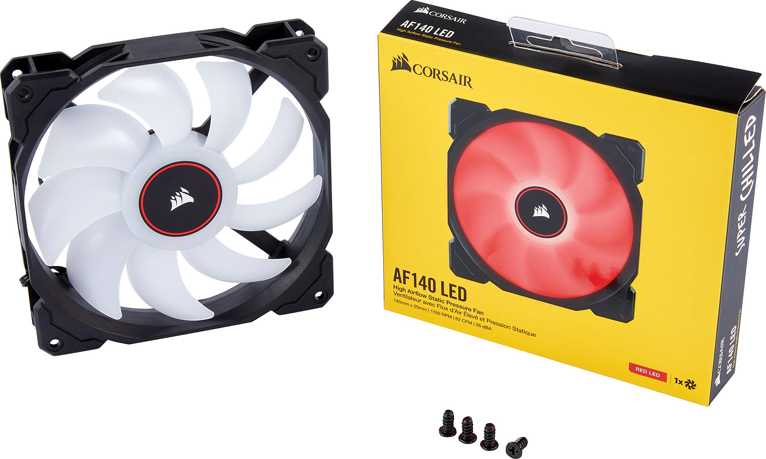 CORSAIR AF140 LED Low Noise Cooling Fan, Single Pack - Red,CO-9050086-WW