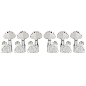 wilkinson 3r3l e-z-lok guitar tuners machine heads tuning pegs keys set for electric or acoustic guitar, chrome