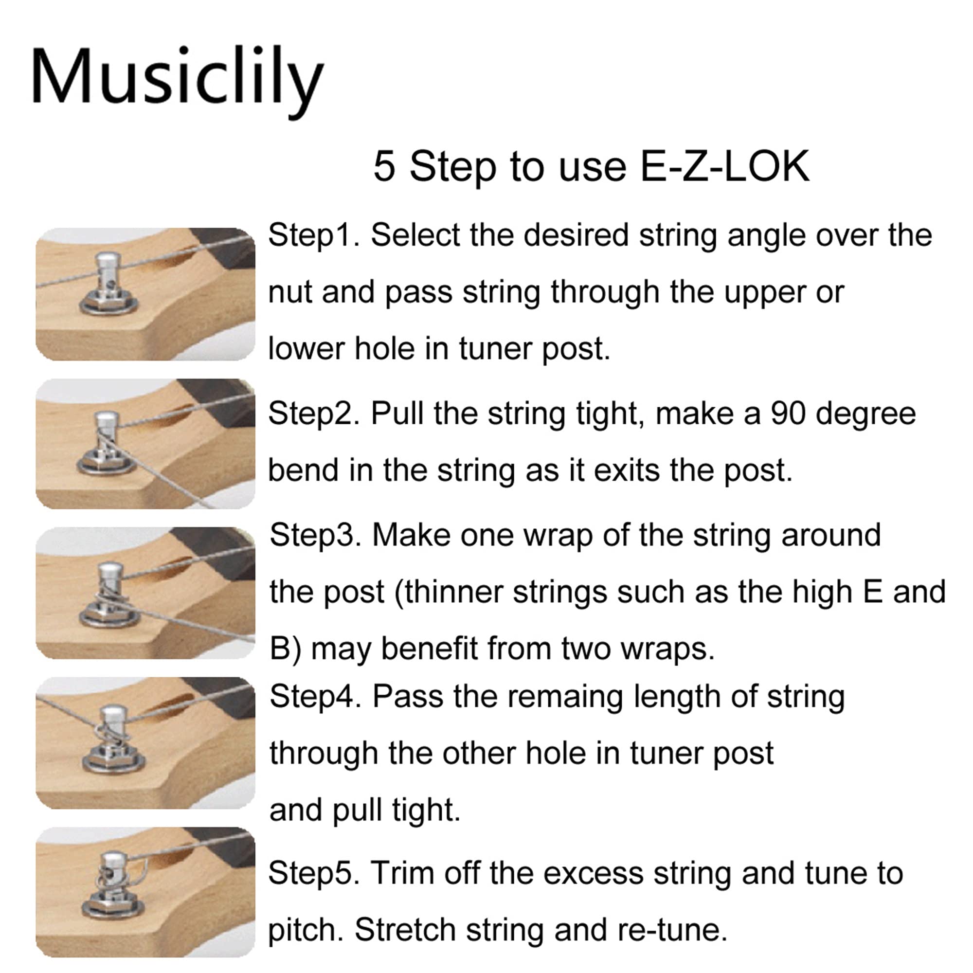 Wilkinson 3R3L E-Z-LOK Guitar Tuners Machine Heads Tuning Pegs Keys Set for Electric or Acoustic Guitar, Chrome