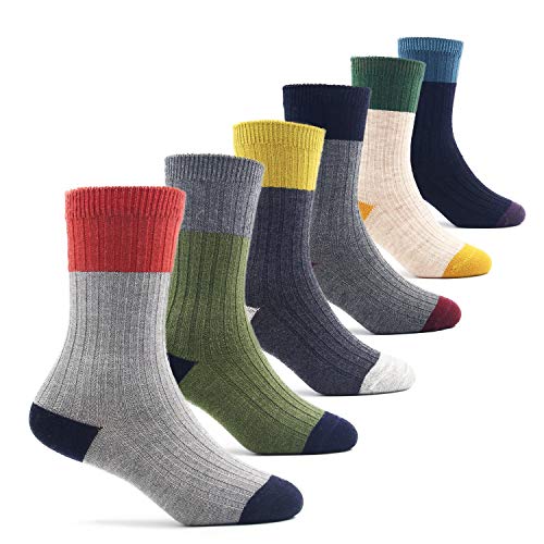 HowJoJo Big Boys Wool Socks Kids Winter Warm Thermal Crew Socks 6 Pack 10-13 Years