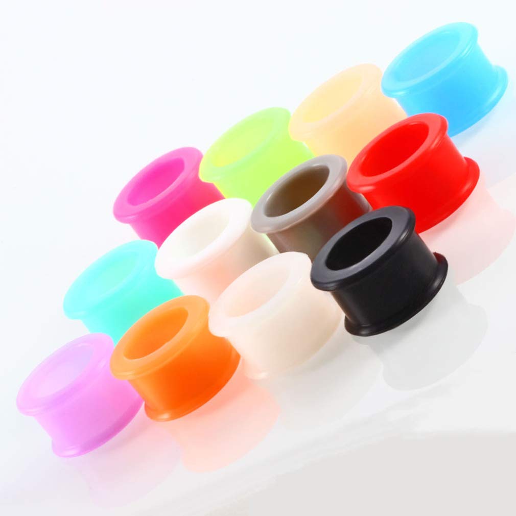 CABBE KALLO 12Pairs Silicone Tunnels Ear Gauges Kit 6G-22mm Double Flared Saddle Expander for Women Men Body Piercing Jewelry Gauge, 0g(8mm)