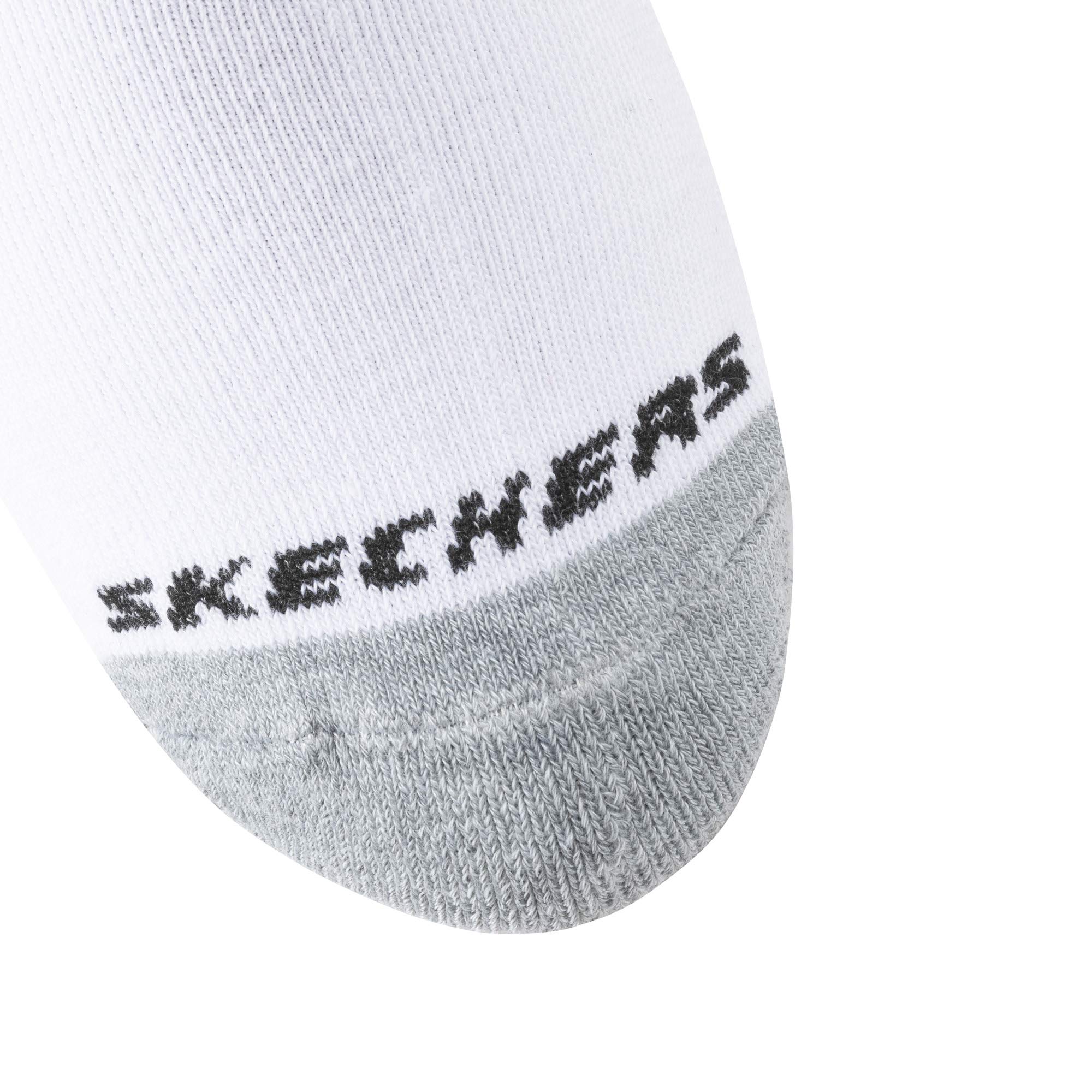 Skechers Mens 10 Pack No Show Running Socks, White/Black