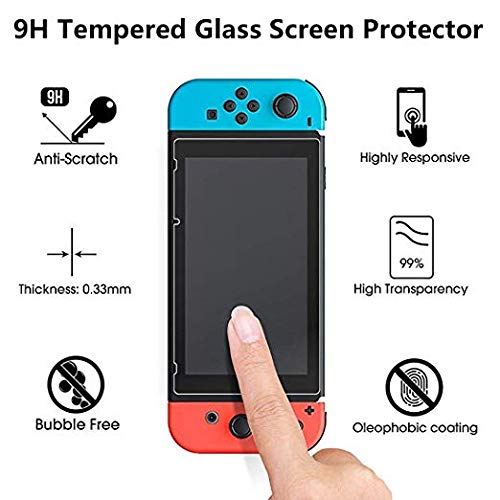 Switch games Accessories - Black Carry Case for Nintendo Switch Joy Con Covers Transparent Switch Hard Cover9H Tempered Glass Screen Protector