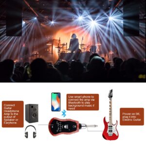 KITHOUSE B6 Guitar Headphone Amp Mini Plug Guitar Amplifier Bluetooth Receiver Rechargeable for Electric Travel Pocket Guitar With CLEAN/CHORUS/FLANGER/METAL/WAH 5 Effects(Mahogany Color)