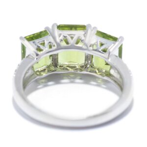 Pinctore Sterling Silver Emerald Cut Peridot & White Topaz Ring