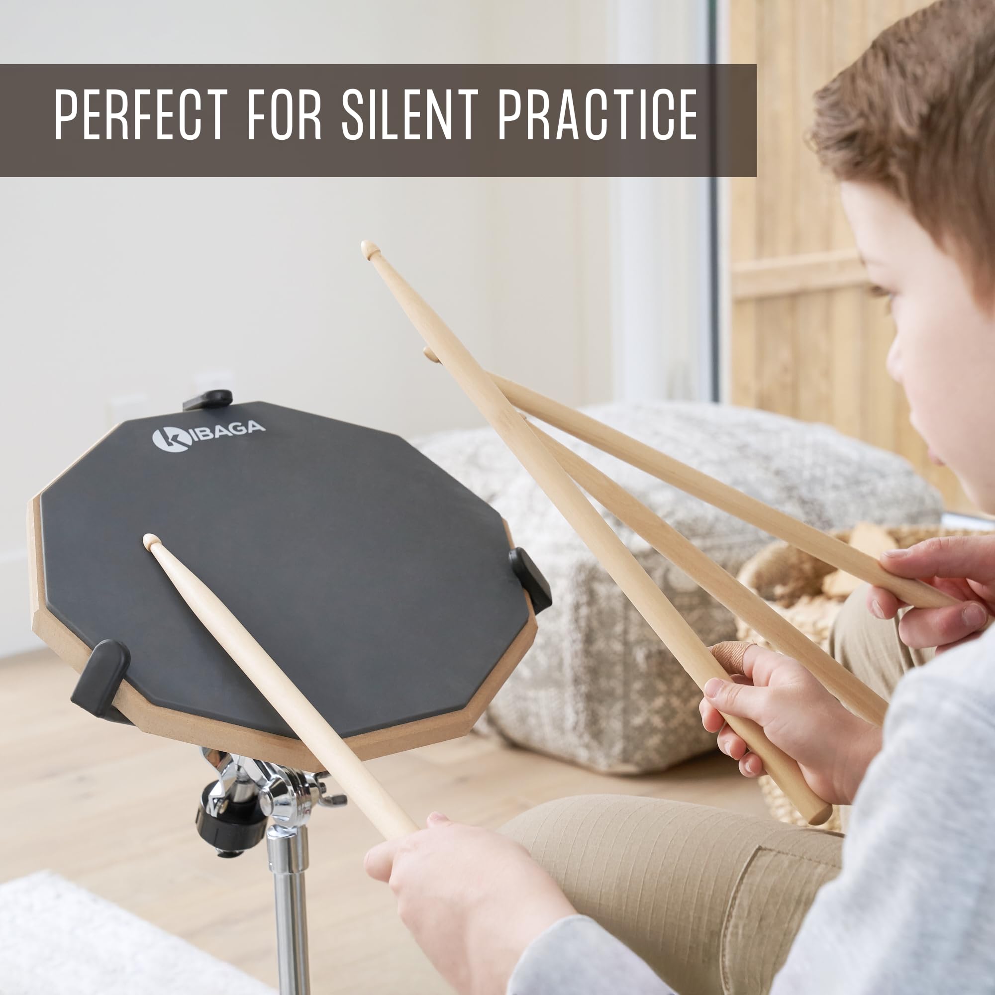 Silent Drum Practice Pad - 12 Inches Double Sided Drum Pad Provides A Great Rebound - Perfect Snare Drum Pad For Quiet Workouts On Snare Drums And On Your Lap