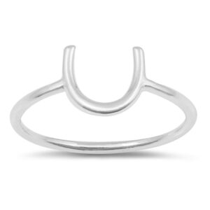 horseshoe good luck dainty simple fun ring .925 sterling silver band size 4