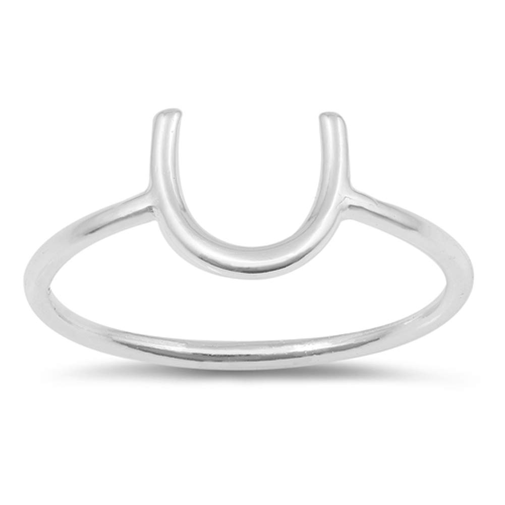 Horseshoe Good Luck Dainty Simple Fun Ring .925 Sterling Silver Band Size 4