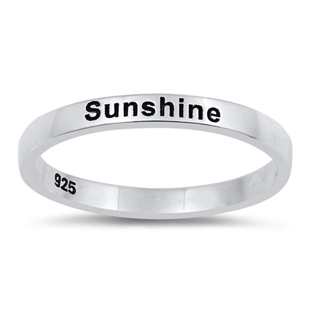 You are my Sunshine Stacking Word Ring New .925 Sterling Silver Band Size 9