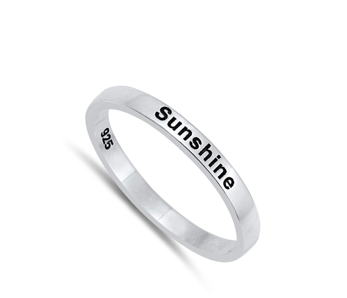 You are my Sunshine Stacking Word Ring New .925 Sterling Silver Band Size 9