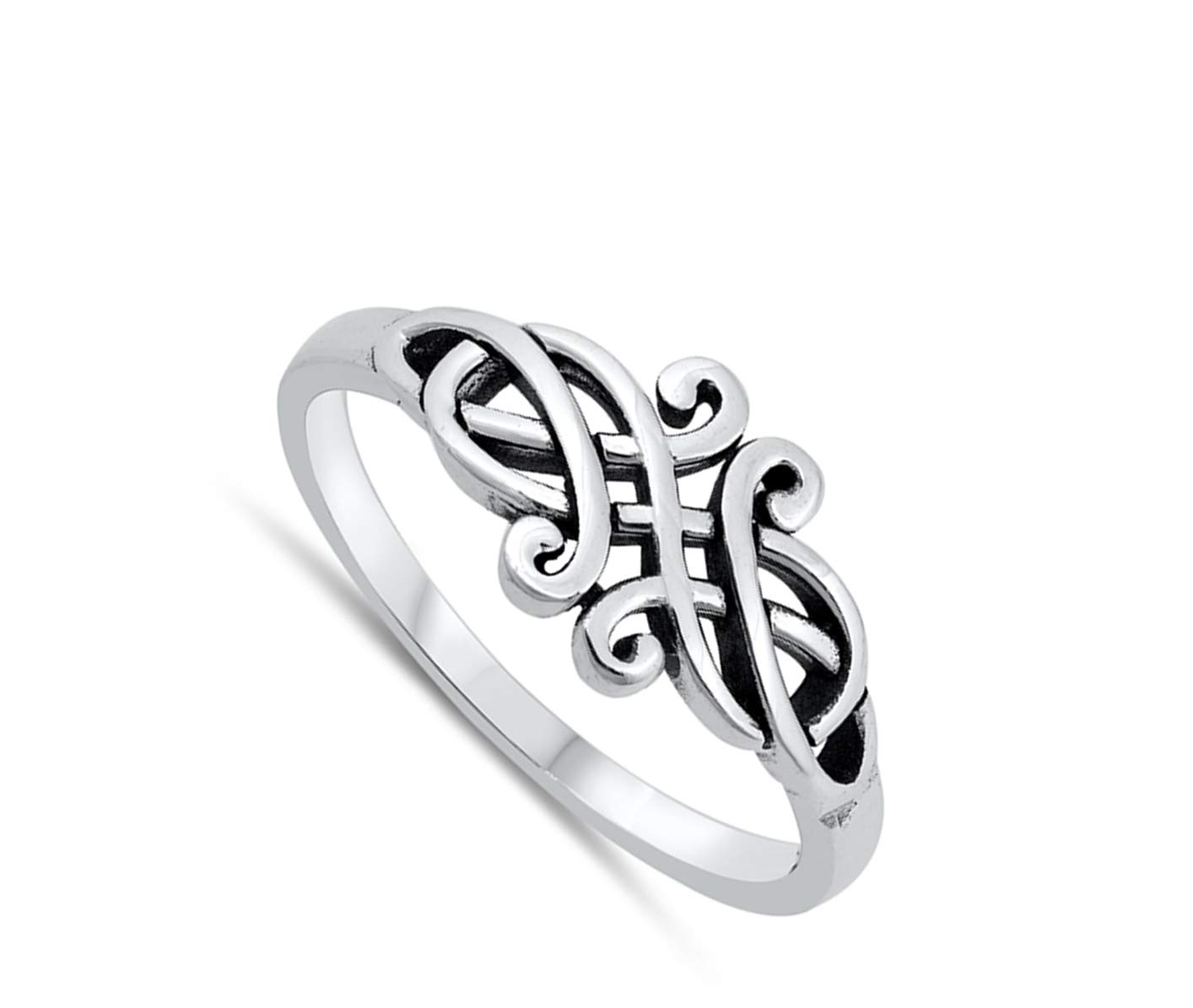 Oxidized Celtic Knot Infinity Eternal Ring .925 Sterling Silver Band Size 11