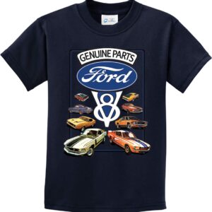 Ford Mustang V8 Collection Youth Kids Shirt, Navy Small