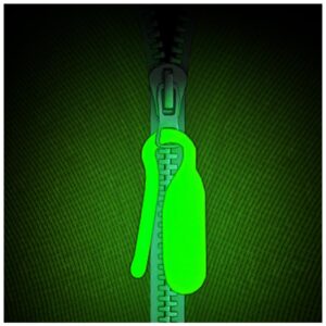 glo-x glow zipper pulls - pack of 12 - luminous glow in the dark zip pull extension tag camping accessories for tent backpacks luggage jackets purses handbags. 12+ hours fluorescent glow