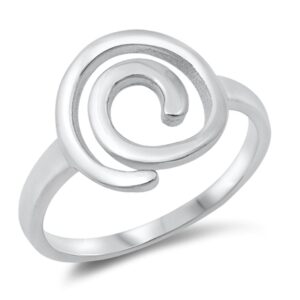 spiral wide large loop knot wave ring new .925 sterling silver band size 8