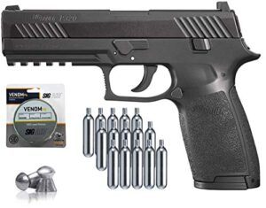 sig sauer p320 airgun .177 cal 30 rd with co2 12 gram (15 pack) and 500 lead pellets bundle (black)