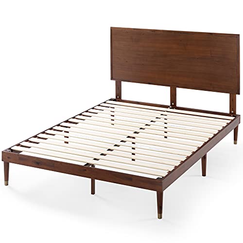 ZINUS Raymond Wood Platform Bed Frame with Adjustable Wood Headboard, Solid Wood Foundation, Wood Slat Support, No Box Spring Needed, Easy Assembly, King, 80.3"L x 76"W x 38.4"H, Brown