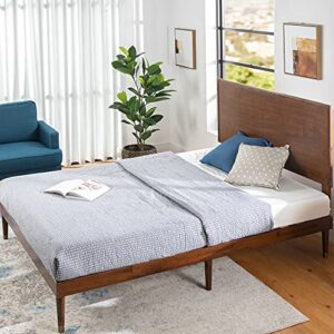 ZINUS Raymond Wood Platform Bed Frame with Adjustable Wood Headboard, Solid Wood Foundation, Wood Slat Support, No Box Spring Needed, Easy Assembly, King, 80.3"L x 76"W x 38.4"H, Brown