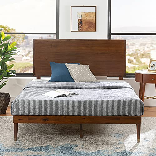 ZINUS Raymond Wood Platform Bed Frame with Adjustable Wood Headboard, Solid Wood Foundation, Wood Slat Support, No Box Spring Needed, Easy Assembly, King, 80.3"L x 76"W x 38.4"H, Brown