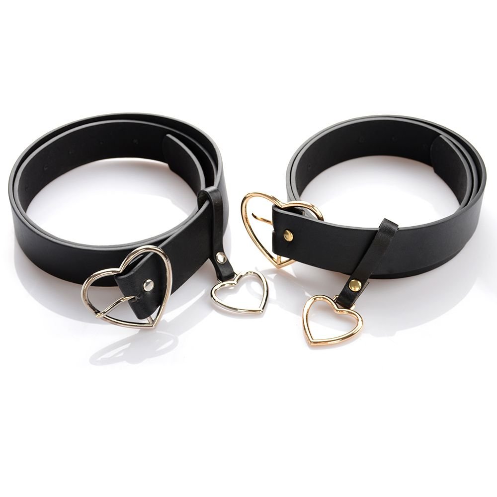 UTENEW Heart Shape Belts Wide Black Leather Waist Belt Women Jeans Pants Dresses with Alloy Buckle, Silver