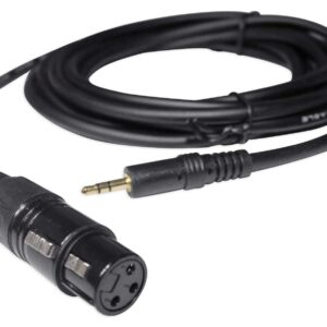 ROCKVILLE 10 Ft. Metal XLR Female to 1/8" TRS Cable-100% Copper (RXLR-AUX),Black