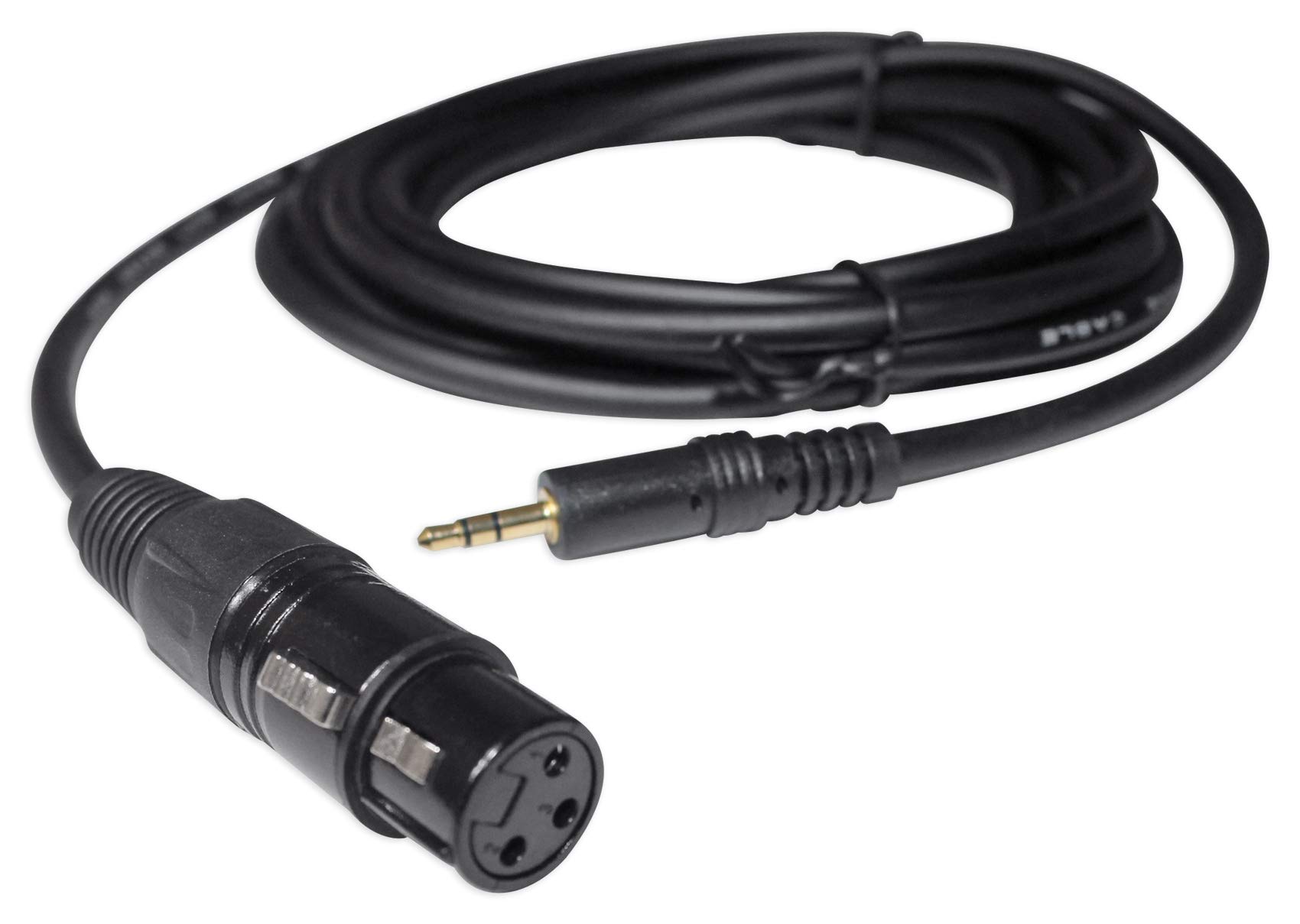 ROCKVILLE 10 Ft. Metal XLR Female to 1/8" TRS Cable-100% Copper (RXLR-AUX),Black