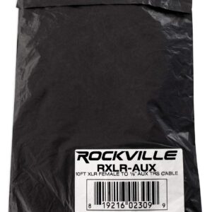 ROCKVILLE 10 Ft. Metal XLR Female to 1/8" TRS Cable-100% Copper (RXLR-AUX),Black