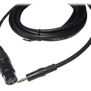 ROCKVILLE 10 Ft. Metal XLR Female to 1/8" TRS Cable-100% Copper (RXLR-AUX),Black